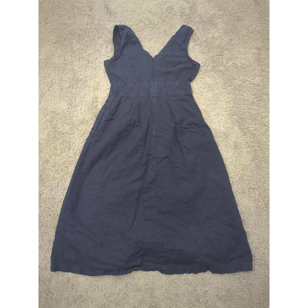 Gap Midi Dress Womens Size 2 Button Front Sleeveless V Neck 55% Linen - Picture 7 of 8